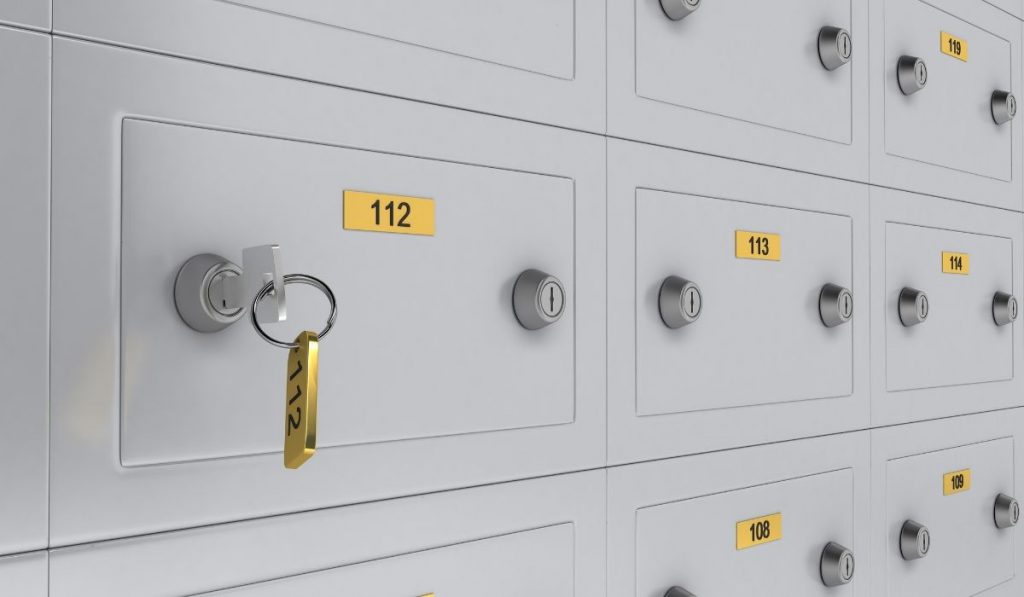 Safety deposit box with a key