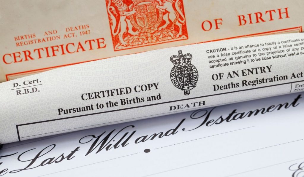 birth certificate and last will and testament