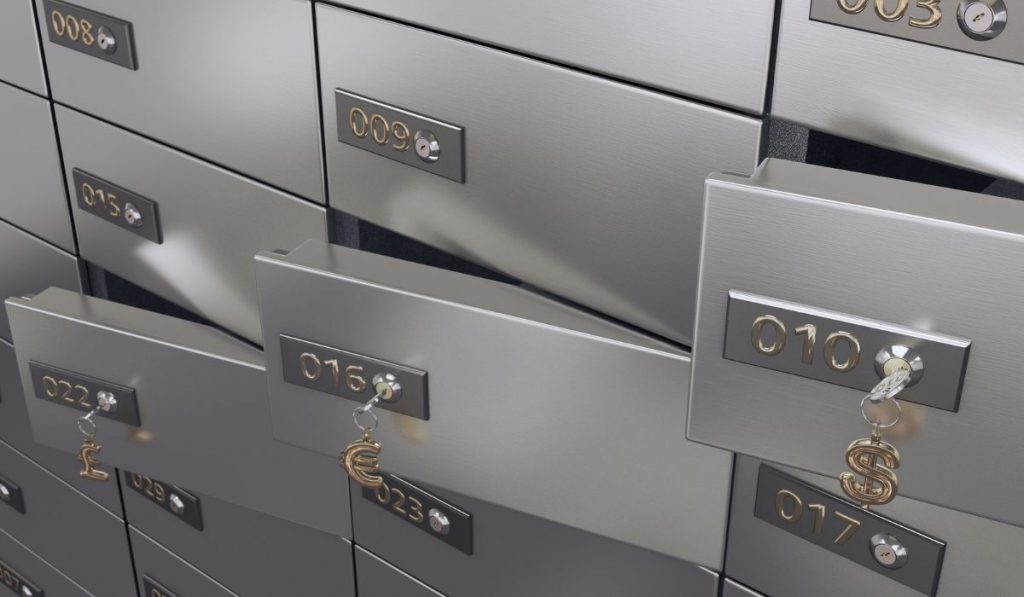 safe deposit boxes with keys in it