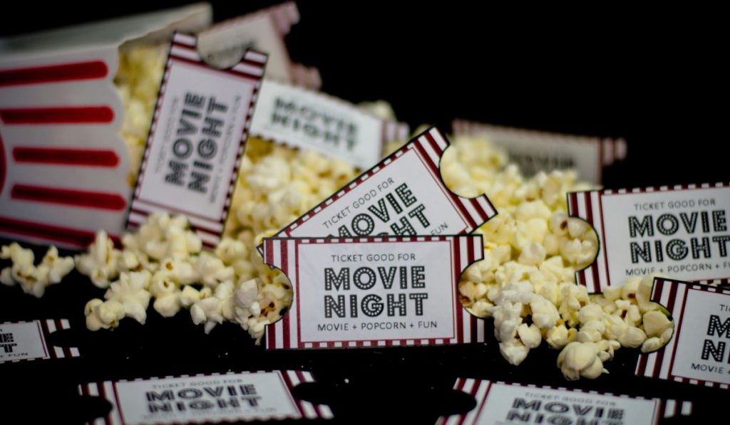 movie tickets and popcorn